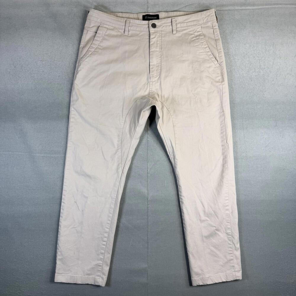 Zanerobe Chino Pants Mens 34 Beige Cream Cropped Ankle